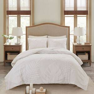 lot 9675 image: Madison Park Bahari FullQueen 3-Pc. Tufted Cotton Chenille Palm Comforter Set Bedding