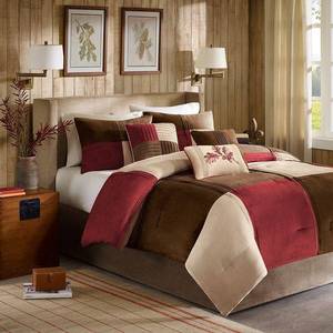 lot 9679 image: Madison Park Jackson Blocks Faux Suede 7-Pc. Queen Comforter Set Bedding