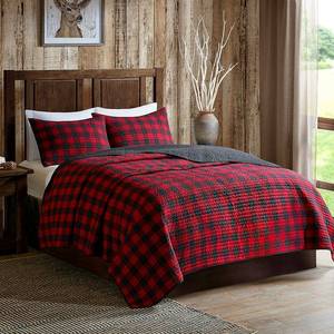 lot 9685 image: Woolrich Buffalo Check Reversible 3-Pc. Oversized FullQueen Quilt Mini Set