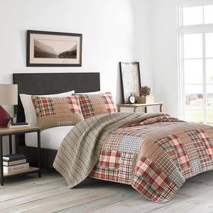 lot 9708 image: Eddie Bauer Hawthorne Brown Reversible 3-Piece FullQueen Quilt Set