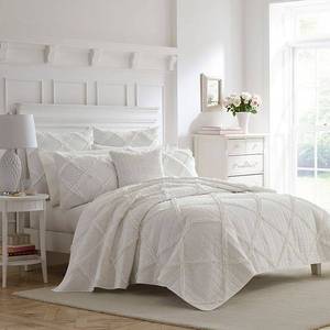 lot 9714 image: Laura Ashley Maisy White Quilt Set, Twin Bedding