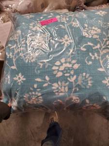 lot 9780 image: Lalani Floral Throw Pillow Aqua Square