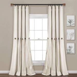 lot 9786 image: 84x40 Linen Button Light Filtering Window Curtain Panel Off White - Lush D�cor
