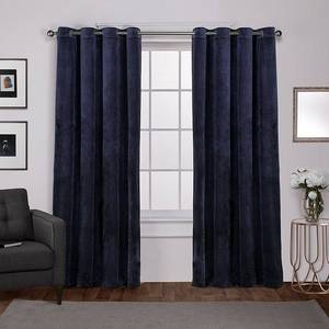 lot 9792 image: Set of 2 96x54 Velvet Heavyweight Grommet Top Window Curtain Panel Navy Blue - Exclusive Home