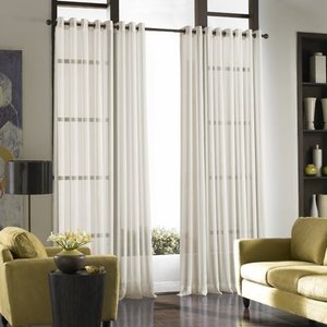 lot 9829 image: CURTAINWORKS Soho 95-Inch Voile Grommet Curtain Panel in Oyster at Nordstrom