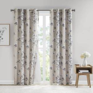 lot 9883 image: SunSmart Evian Printed Floral Cotton Panel with Removable Total Blackout Liner, 84 x 50