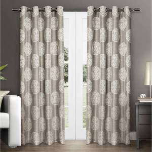 lot 9897 image: Exclusive Home Curtains 2 Pack Akola Medallion Linen Jacquard Grommet Top Curtain Panels