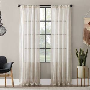 lot 9902 image: Clean Window Textured Slub Stripe Anti-Dust Curtain Panel, 52 x 84