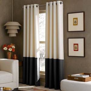 lot 9904 image: 84x52 Kendall Lined Curtain Panel CreamBlack - Curtainworks