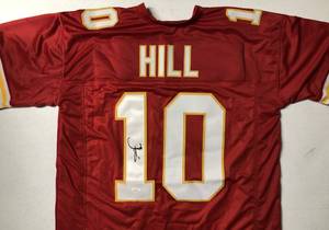 lot 1000 image: Signed Tyreek Hill #10 Kansas City Chiefs Custom Jersey with James Spence Witnessed Authentication