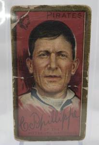 lot 1010 image: Original 1911 T205 Charles Phillippe Pittsburgh Pirates National League Baseball Card - Over 110 Years Old
