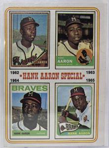 lot 1016 image: Original 1974 Topps Hank Aaron Aaron Special Baseball Card - Tribute to Aaron #4