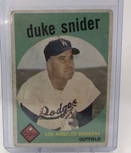 lot 1017 image: Original 1959 Topps Duke Snider Los Angeles Dodgers Baseball Card