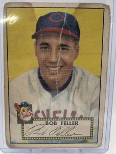 lot 1018 image: Original Poor 1952 Topps Bob Feller Cleveland Indians Baseball Card