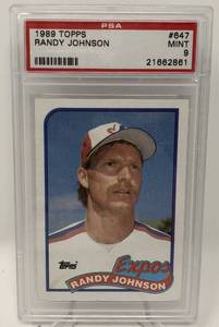 lot 1045 image: Professionally Graded PSA 9 Mint 1989 Topps Randy Johnson Rookie Card
