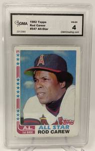 lot 1046 image: Professionally Graded VG-EX 4 1982 Topps Rod Carew Baseball Card