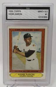 lot 1049 image: Professionally Graded FGS Mint 9.5 1985 Topps Collectors Series Hank Aaron Card