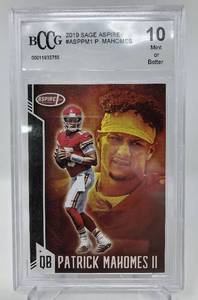 lot 1053 image: Professionally Graded BCCG Beckett Mint or Better 10 Patrick Mahomes Aspire Football Card