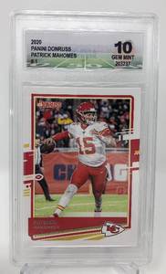 lot 1054 image: Professionally Graded Diamond Graded DGA 10 2020 Donruss Patrick Mahomes Football Card