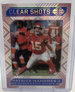 lot 1064 image: 2020 Panini Illusions Patrick Mahomes Clear Shots Insert Kansas City Chiefs