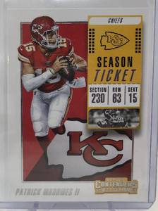 lot 1072 image: 2018 Contenders Patrick Mahomes 2nd Year Season Ticket Kansas City Chiefs Football Card