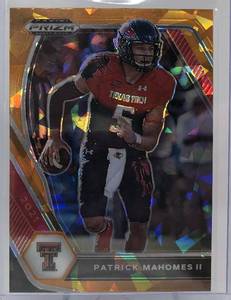 lot 1080 image: 2021 Panini Prizm Draft Picks Patrick Mahomes Orange Cracked Ice Insert Kansas City Chiefs