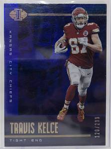 lot 1081 image: 2019 Panini Illusions Travis Kelce Purple Parallel #120299 Kansas City Chiefs
