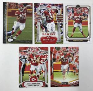 lot 1087 image: Five Travis Kelce Kansas City Chiefs Football Cards - All for One Money - Topps, Panini, Classics, Playoff