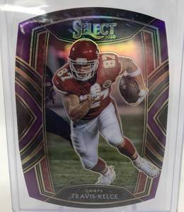 lot 1095 image: 2020 Panini Select Travis Kelce Purple Diecut Kansas City Chiefs Football Card