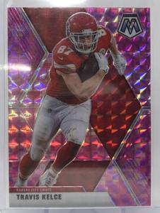 lot 1099 image: 2020 Panini Mosaic Travis Kelce Pink Mosaic Insert Kansas City Chiefs