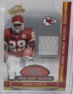 lot 1114 image: 2008 Absolute Memorabilia Jamaal Charles Rookie Player Worn Jersey Piece Kansas City Chiefs Rookie Card