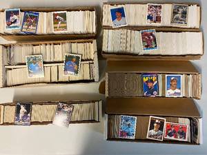 lot 1170 image: Approx 5000 Baseball Cards Unsearched In Set Boxes Including 1985-1993 Topps Fleer Donruss and Upper Deck