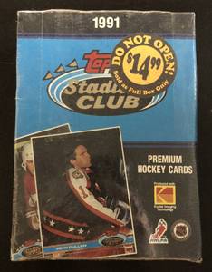 lot 1143 image: Complete & Sealed 1991 Topps Stadium Club Hockey Premium Card Box of 36 Packs