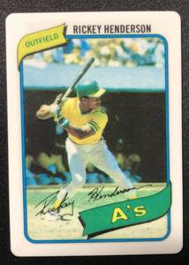 lot 1120 image: Porcelain Collectible Baseball Card of 1980 Topps Rickey Henderson Rookie Limited Edition #A 1262