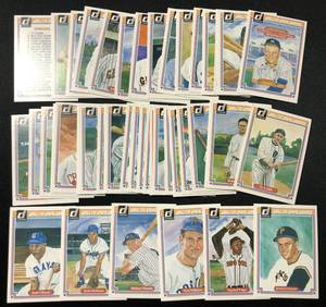 lot 1128 image: Donruss Hall of Fame Heroes Complete Set of 44 Cards - Mickey Mantle, Jackie Robinson, Clemente, & More