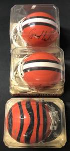 lot 1141 image: Lot of Three Signed Mini Helmets - Two Cleveland Browns (Gerald Warren &  ) & Cinncinati Bengals
