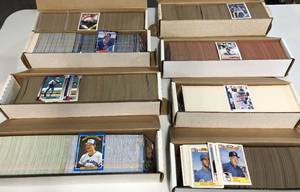 lot 1202 image: Lot of 8 800 Count Boxes with mid 1980s Sports Cards with Stars and Rookies