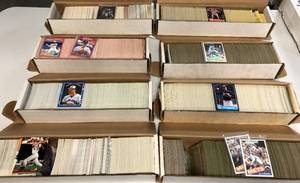 lot 1203 image: Lot of 8 800 Count Boxes with mid 1980s Sports Cards with Stars and Rookies