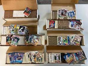 lot 1227 image: Approx 5000 Baseball  Football Cards Unsearched In Set Boxes From 1981 to 2020 Topps Fleer Upper Deck