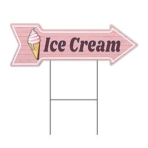 lot 1254 image: SignMission Corrugated Plastic Arrow Sign with Double Sided Image 12 X 36 - Ice Cream Coroplast Yard Sign with Stake Made in The USA