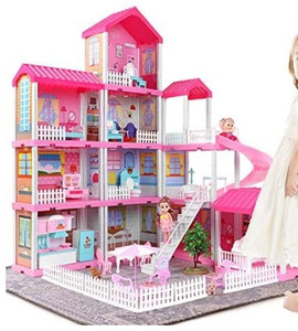 lot 1339 image: TEMI Dollhouse Dream House ,Pink ,