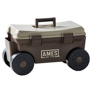 lot 1418 image: Ames 4 cu.ft. Plastic Rolling and Storage Lawn and Garden Cart, Brown