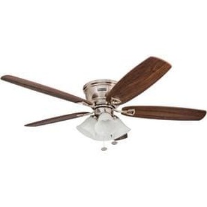 lot 1423 image: 52 Honeywell Glen Alden Brushed Nickel Hugger Ceiling Fan with 4 Light 50182