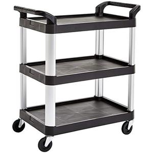 lot 1433 image: Amazon Basics Service Cart, 20x30, 300 lbs Capacity, 1-pack, Black - RC2030A MISSING WHEELS & LEGS NOT COMPLETE