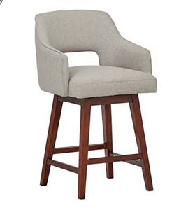 lot 1445 image: Rivet Malida Mid-Century Modern Open Back Swivel Kitchen Counter Height Stool, 37H, Felt Grey