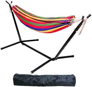 lot 1485 image: BalanceFrom Double Hammock with Space Saving Steel Stand