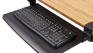 lot 1529 image: Stand Up Desk Store Compact Clamp-On Retractable Adjustable Height Under Desk Keyboard Tray (Small, 24.5 Wide) ITEM# SUD-KBTRAY