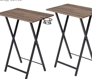 lot 1543 image: VECELO Folding TV Trays Set of 2 , Coffee , Model KHD-XF-DST01-CFE
