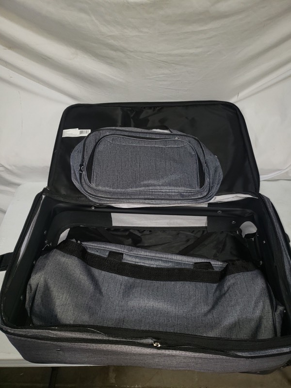 Protege 3 Piece Luggage Travel Set Gray, Includes 24-Inch Check Bag, 22-inch Duffel, and Boarding Tote