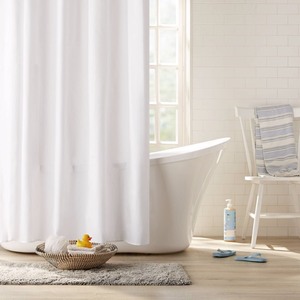 lot 1042 image: Clorox Fabric Shower Curtain with Waterproof Liner, White